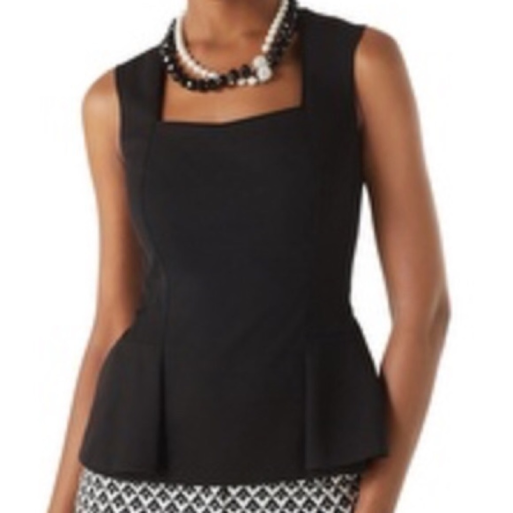 White House Black Market Black Peplum Top Size 4